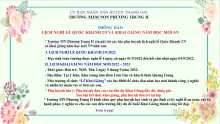 TRƯỜNG MẦM NON PHƯƠNG TRUNG II THÔNG BÁO LỊCH NGHỈ LỄ QUỐC KHÁNH 2/9 VÀ KHAI GIẢNG NĂM HỌC MỚI 5/9