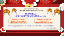 THÔNG BÁO LỊCH NGHỈ TẾT NGUYÊN ĐÁN 2024