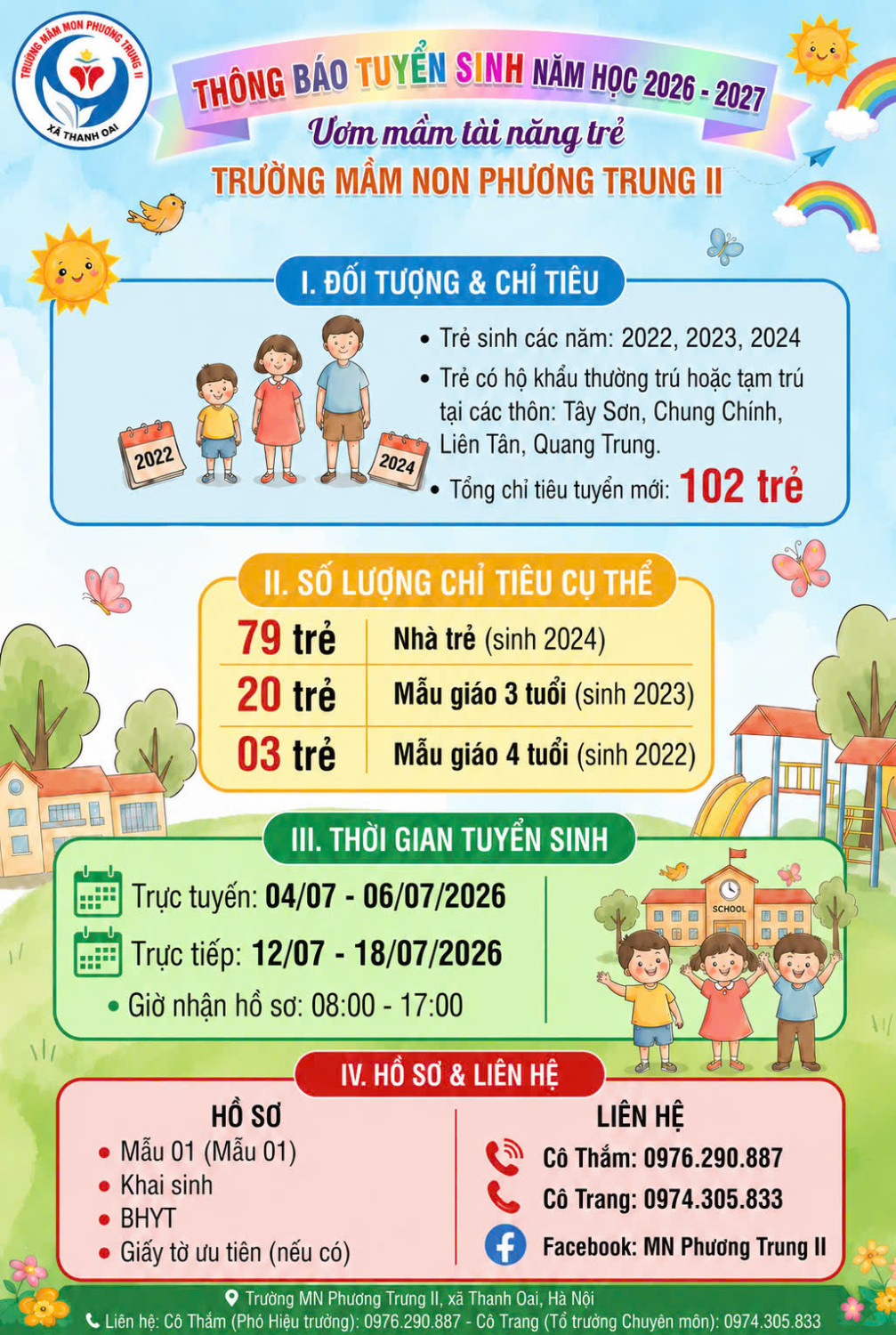 THÔNG BÁO TUYỂN SINH NĂM HỌC 2026 - 2027